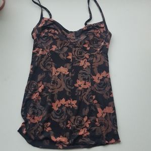 Wilfred bustier medium black dusty rose floral y2k